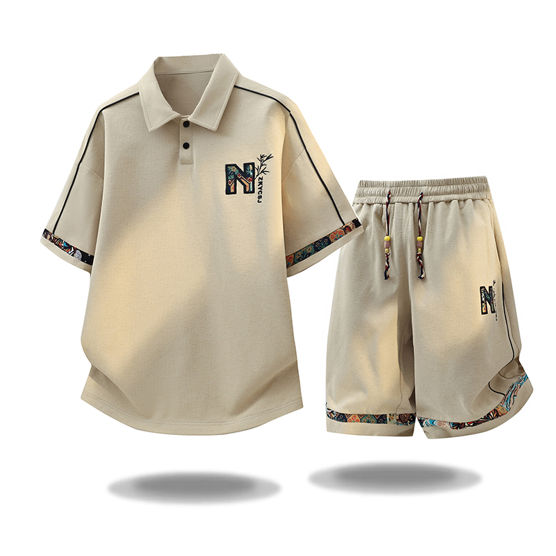 Men'S Fashion Plus - แฟชั่นฤดูร้อนใหม่ เสื้อยืดแขนสั้นแนวสปอร์ตสำหรับกิจกรรมกลางแจ้ง ชุดลำลองผู้ชายทรงหลวม ไซส์ใหญ่ คุณภาพสูง ชุดสองชิ้น
