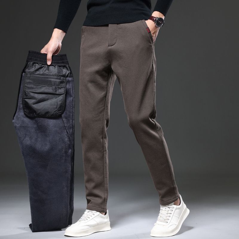 Men'S Fashion Jeans And Boots - กางเกงขนแกะอุ่นสำหรับฤดูหนาวปี 2026 กางเกงยีนส์ทรงบูทคัทบุขนแกะหนาแบบเกาหลีสำหรับผู้ชาย