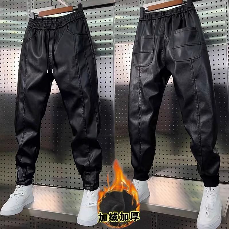 Jogger Sweatpants Men - กางเกงหนังผู้ชาย Hip Hop Harem กางเกงหลวมกลางแจ้ง Jogger