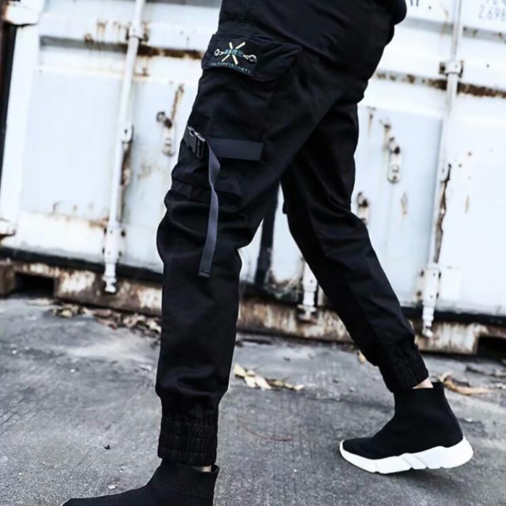 Jogger Sweatpants Men - กางเกงคาร์โก้ทรงหลวมสำหรับผู้ชาย สตรีทแวร์สุดฮิต กางเกงจ็อกเกอร์หลายกระเป๋า กางเกงขายดี กางเกงลำลองสไตล์เทคแวร์ กางเกงแทรค