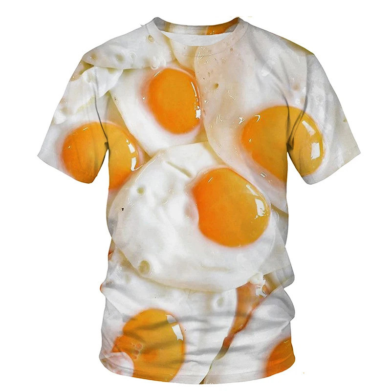 Men'S Fashion Hamburg - เสื้อยืดพิมพ์ลาย 3 มิติ ลายไข่ดาวตลกๆ อาหาร แฮมเบอร์เกอร์