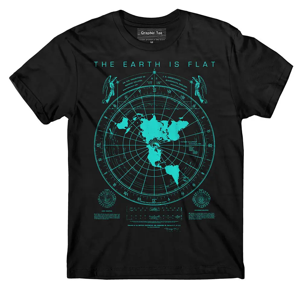 Mens Fashion World - เสื้อยืดแฟชั่นลายแผนที่โลกแบน ลดราคาพิเศษ ลายพิมพ์โลกแบน ท้องฟ้าล้มลง ระเบียบโลกใหม่ เสื้อยืดลำลองสำหรับผู้ชาย