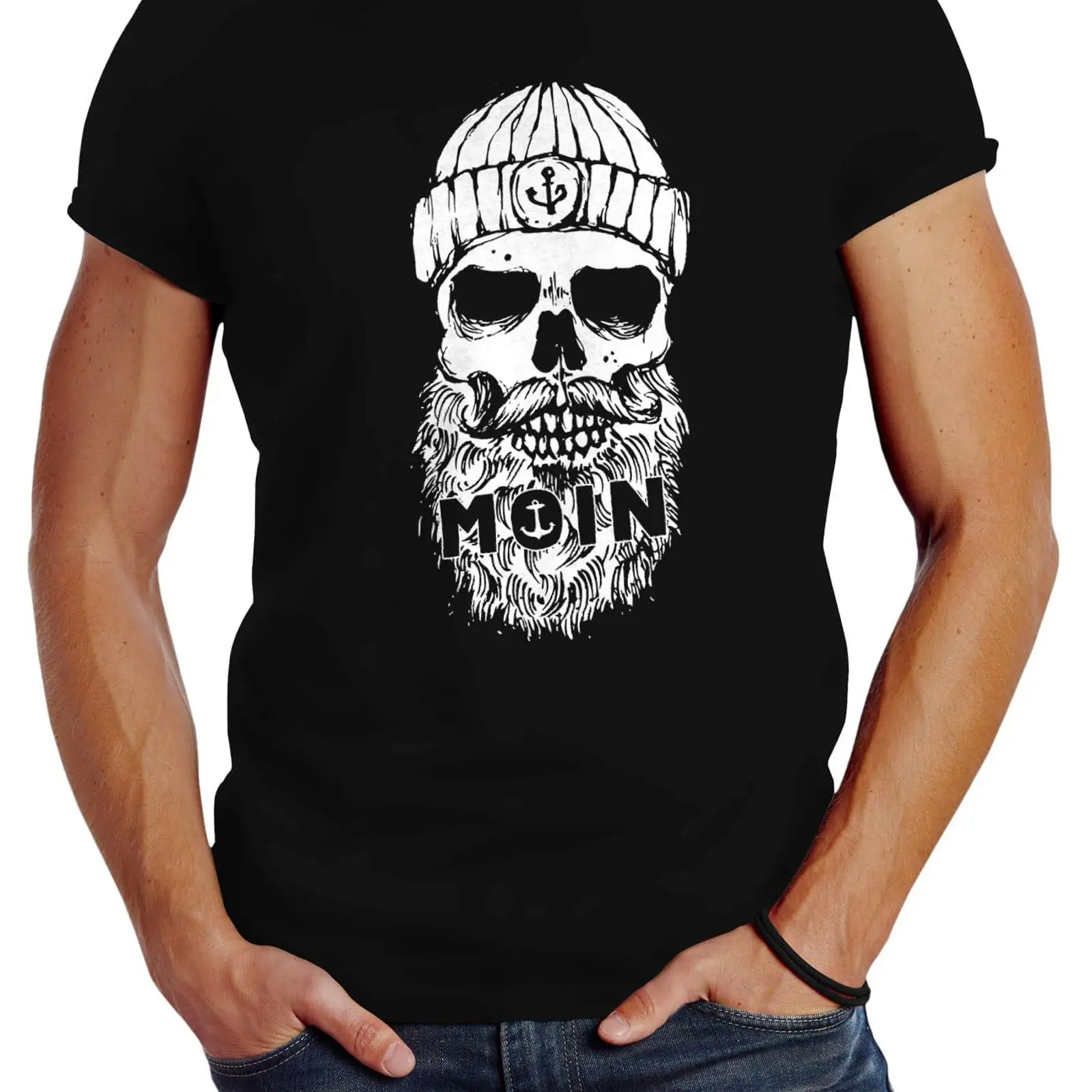 Men'S Fashion Hamburg - เสื้อยืดผู้ชาย Neverless ลายพิมพ์ Moin Skull Hamburg