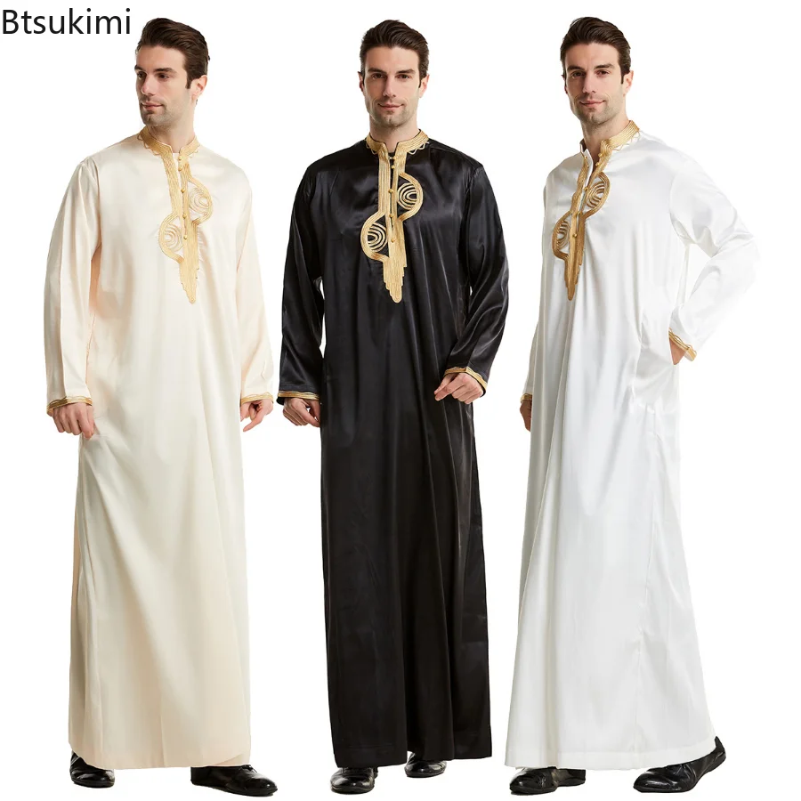 Men'S Fashion Kurta - ชายมุสลิมเสื้อผ้า Kaftan Robes แขนยาว Eid Thobe