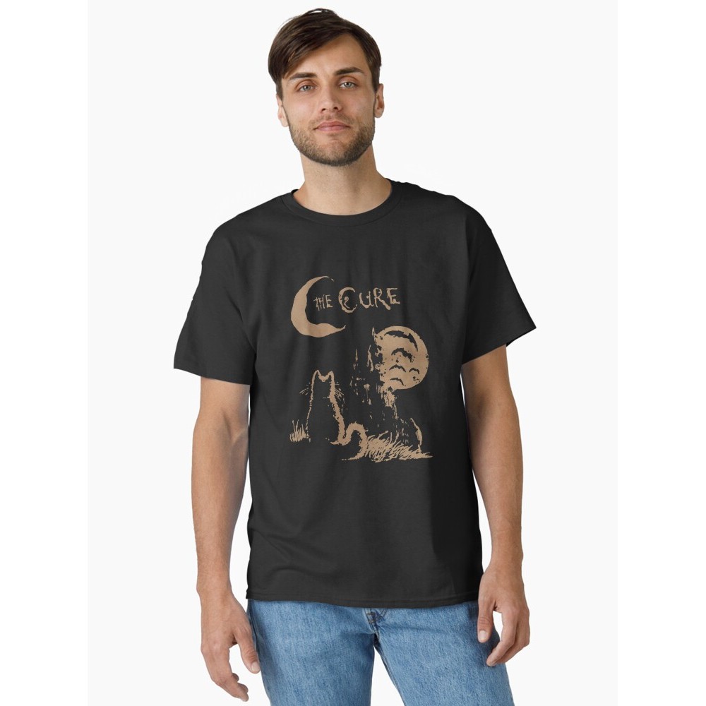 Mens Fashion In The 90S - เสื้อยืดคลาสสิก The Cure Cat Moon สไตล์อัลต์อินดี้ร็อกยุค