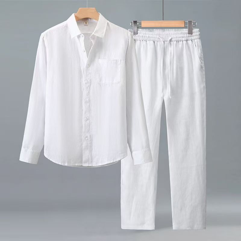 Mens Fashion Style - (เสื้อ+กางเกง) แฟชั่นฤดูร้อนปี 2026 เสื้อเชิ้ตคลาสสิกสำหรับผู้ชาย เสื้อเชิ้ตลำลองสไตล์ธุรกิจสำหรับผู้ชาย ชุดเสื้อผ้าไซส์