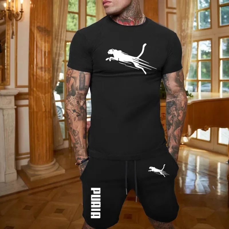 Men'S Fashion For Summer 2026 - ชุดกีฬาผู้ชายสำหรับฤดูร้อนปี 2026 ชุดลำลองผ้าตาข่ายระบายอากาศแฟชั่น เสื้อยืดแขนสั้นและกางเกงขาสั้นแบบสองชิ้น