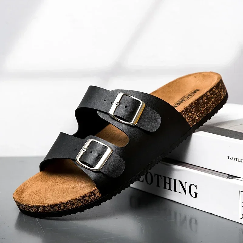 Men'S Fashion Plus - รองเท้าแตะแฟชั่นคลาสสิกแบบยูนิเซ็กซ์ รองเท้าคอร์กใส่สบายสำหรับฤดูร้อน รองเท้าแตะผู้ชายสำหรับใส่กลางแจ้ง ทำจากไมโครไฟเบอร์ สำหรับผู้ชาย ไซส์ใหญ่พิเศษ