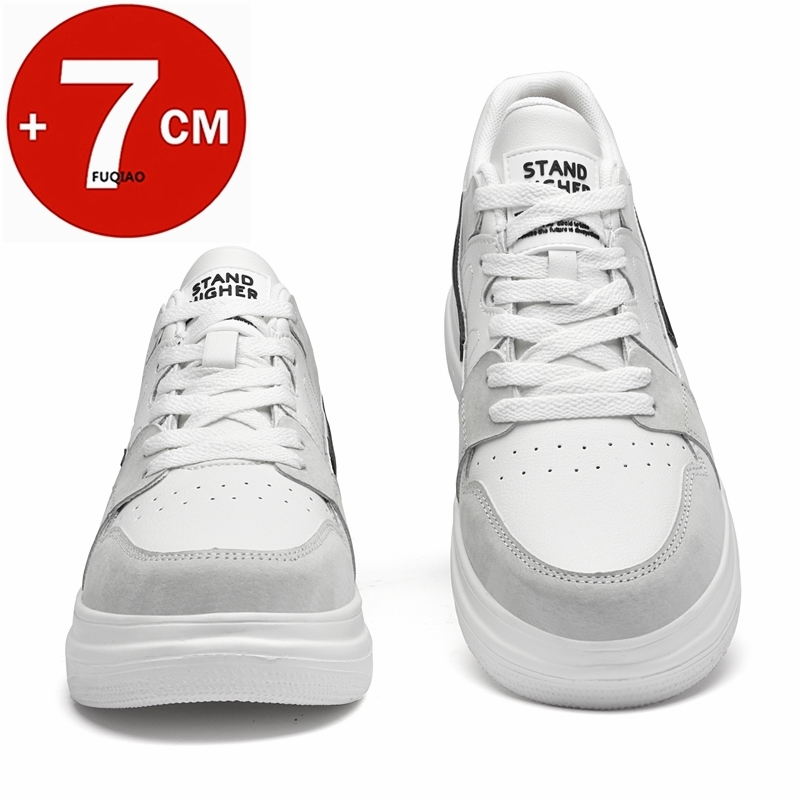 Men'S Fashion Plus - รองเท้าผ้าใบเพิ่มความสูง 7 ซม. สำหรับผู้ชาย หนังวัวแท้ ระบายอากาศได้ดี
