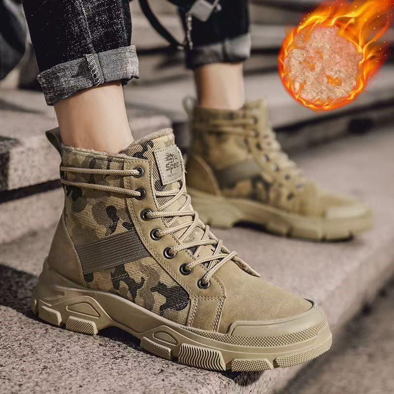 Men'S Fashion Jeans And Boots - รองเท้าบูทผู้ชายแบบหนาพิเศษลายพรางสำหรับฤดูหนาวปี 2025 แฟชั่นทันสมัย ดีไซน์ไม่ซ้ำใคร สวมใส่สบาย เหมาะกับกางเกงยีนส์