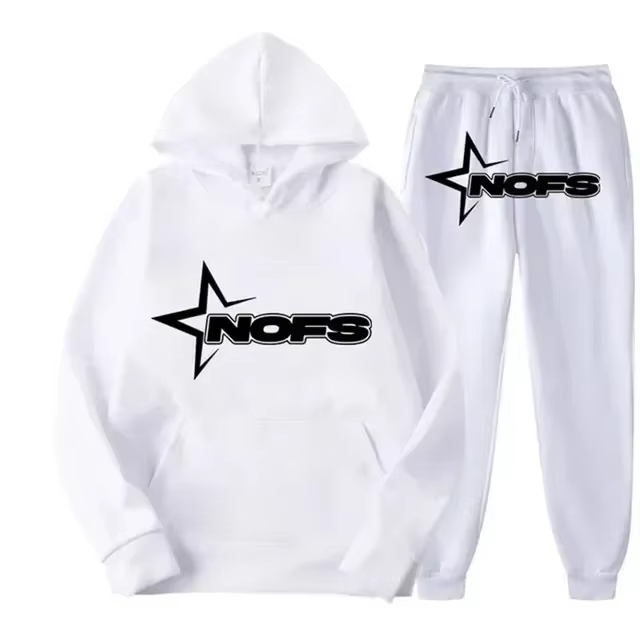 Track Suit Men - ชุดสตรีทแวร์ผู้ชายปี 2026 เสื้อฮู้ดแขนยาวพิมพ์ลายตัวอักษร NOFS พร้อมกางเกงจ็อกเกอร์ ชุดกีฬา