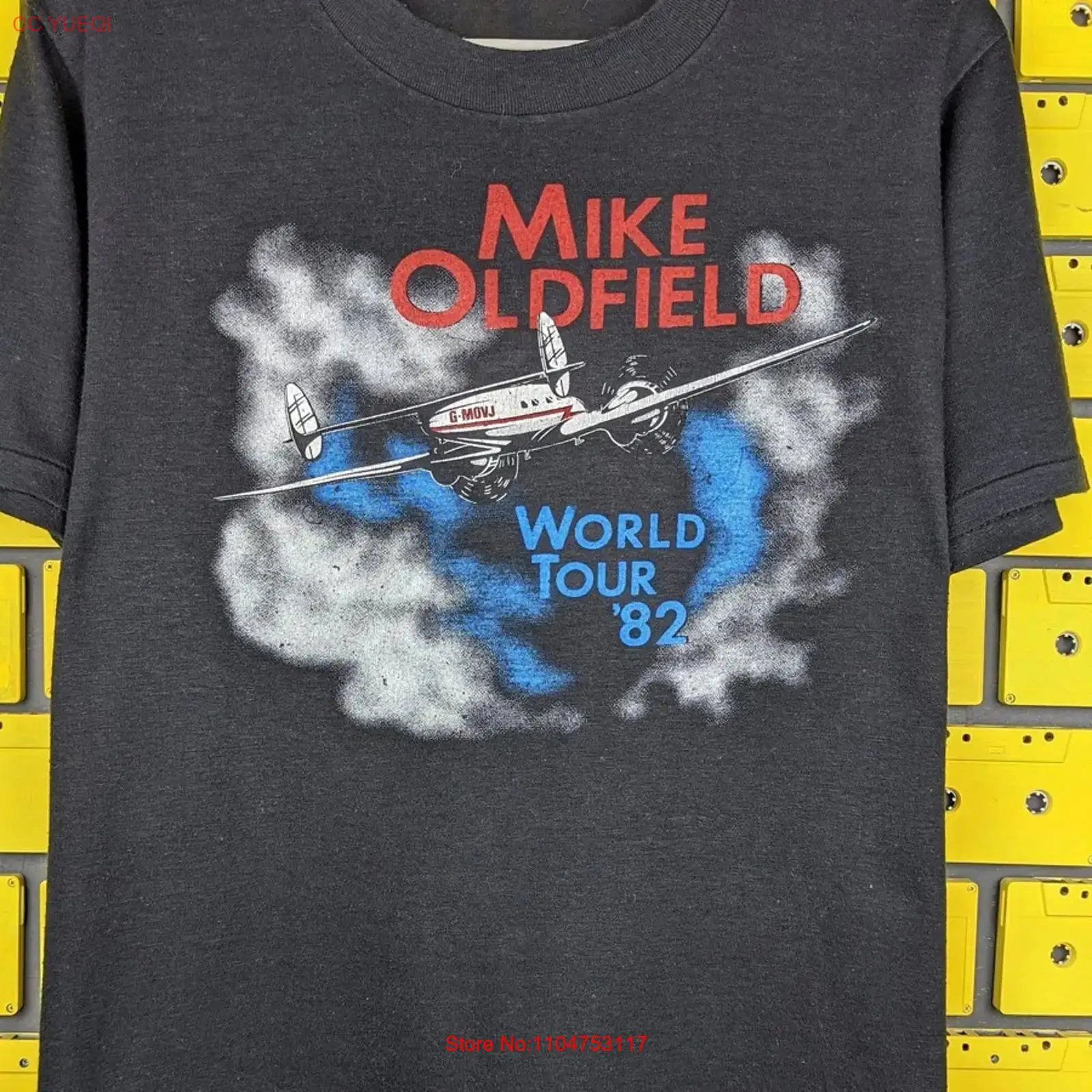 Mens Fashion World - ไมค์ โอลด์ฟิลด์ เวิลด์ทัวร์เสื้อยืดสีดำทุกขนาด BF523 วินเทจ ซักแล้ว