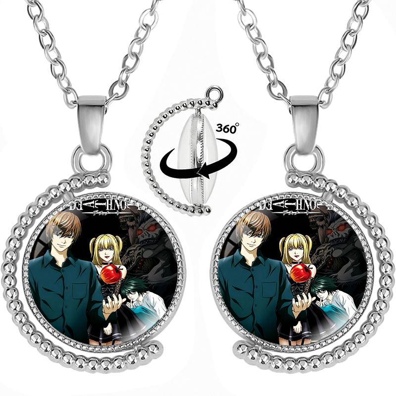 Men'S Fashion Model - สร้อยคอแฟชั่น Death Note แบบหมุนได้สำหรับคู่รัก ลายการ์ตูนอนิเมะ พิมพ์สองด้าน