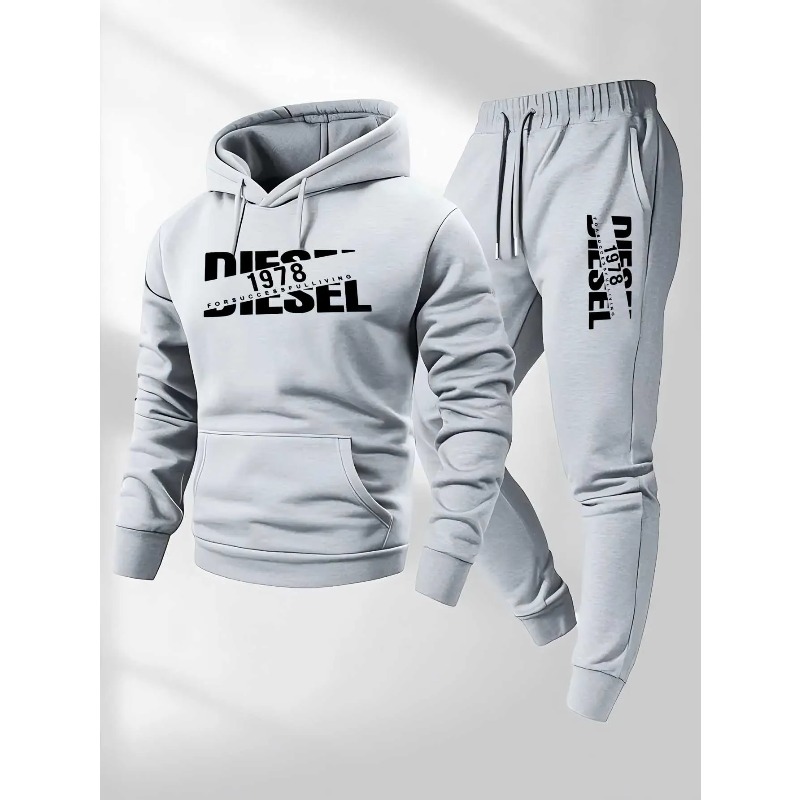 Mens Fashion Style - เสื้อฮู้ดแฟชั่นกีฬาแบบใหม่สำหรับฤดูใบไม้ร่วงและฤดูหนาว เสื้อฮู้ดลำลองและกางเกงขายาวแบบสองในหนึ่งเดียว