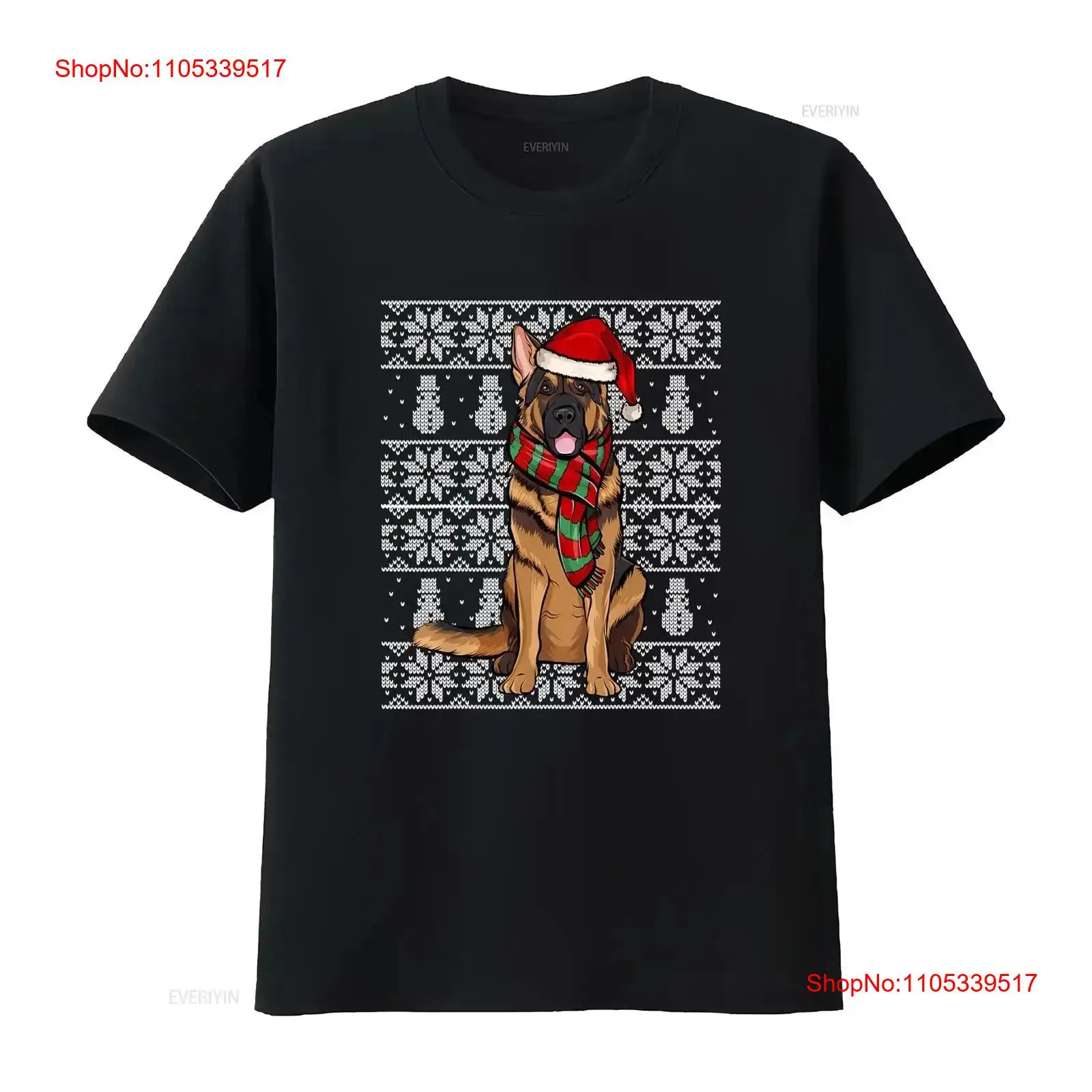 Mens Xmas Fashion - เสื้อยืดลายหมาเยอรมันเชพเพิร์ด หมวกซานต้า คริสต์มาส รุ่นใหม่ ลิมิเต็ด ไซส์