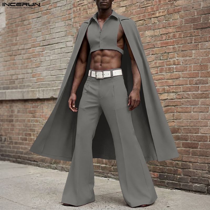 INCERUN ชุดเซ็ตผู้ชาย สีพื้น ป - Men'S Fashion Pants บทวิจารณ์และราคา