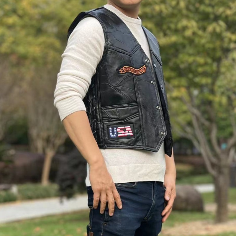 เสื้อกั๊กมอเตอร์ไซค์ใหม่สำหรับ - Men'S Fashion Leather Jacket บทวิจารณ์และราคา