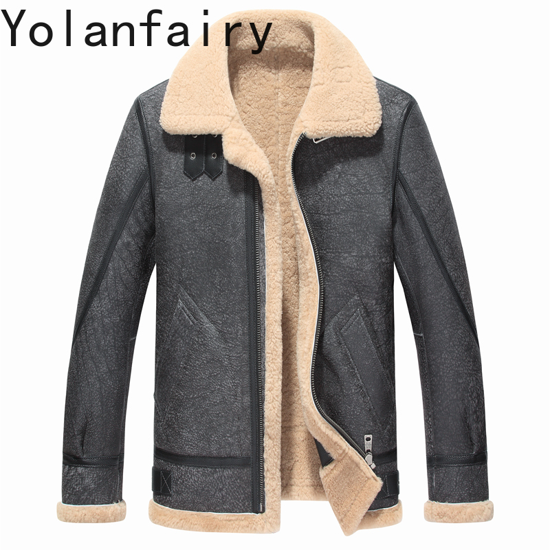 YOLANFAIRY เสื้อแจ็คเก็ตหนังแท - Men'S Fashion Leather Jacket บทวิจารณ์และราคา