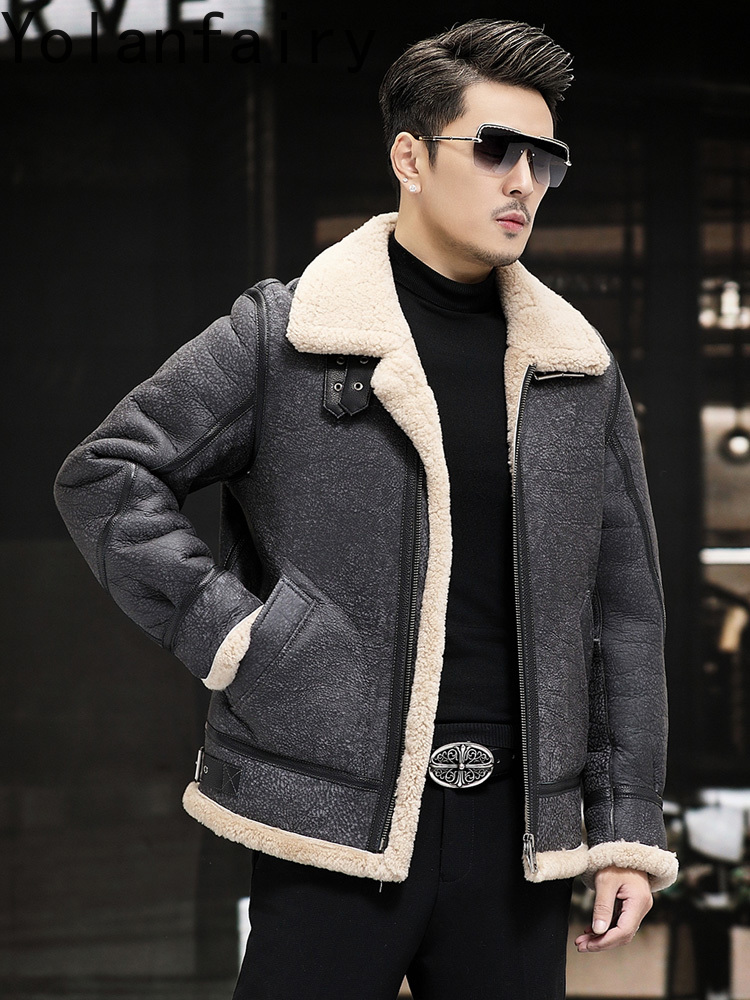 YOLANFAIRY เสื้อแจ็คเก็ตหนังแท - Men'S Fashion Leather Jacket บทวิจารณ์และราคา
