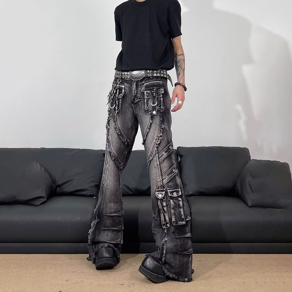 กางเกงยีนส์ผู้ชายทรง Y2K แต่งพ - Men'S Fashion Jeans And Boots บทวิจารณ์และราคา