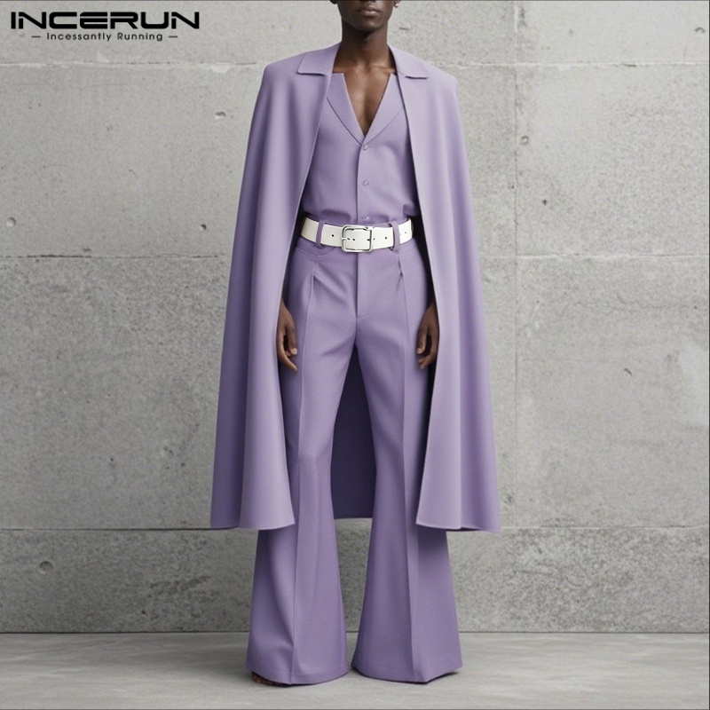 ชุดเซ็ตผู้ชาย INCERUN สีพื้น ป - Mens Fashion Style บทวิจารณ์และราคา