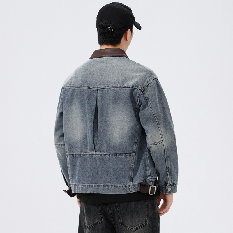 เสื้อแจ็คเก็ตยีนส์คอปกหนังผู้ช - Men'S Fashion Leather Jacket บทวิจารณ์และราคา