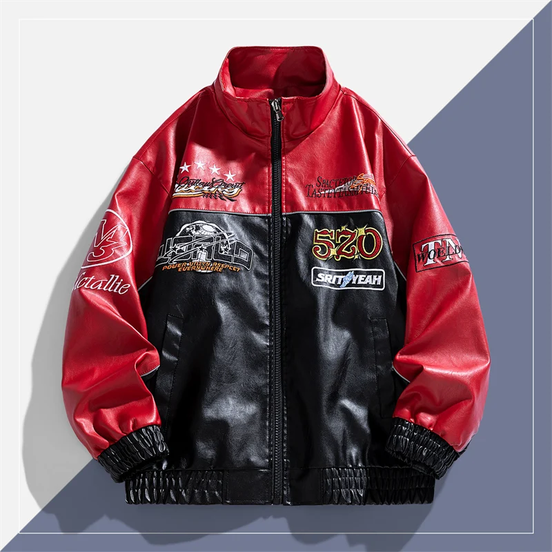 เสื้อแจ็คเก็ตหนังเทียมแฟชั่นเท - Men'S Fashion Leather Jacket บทวิจารณ์และราคา