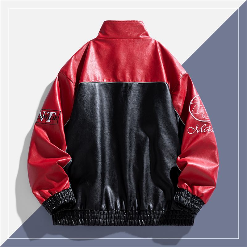 เสื้อแจ็คเก็ตหนังเทียมแฟชั่นเท - Men'S Fashion Leather Jacket บทวิจารณ์และราคา