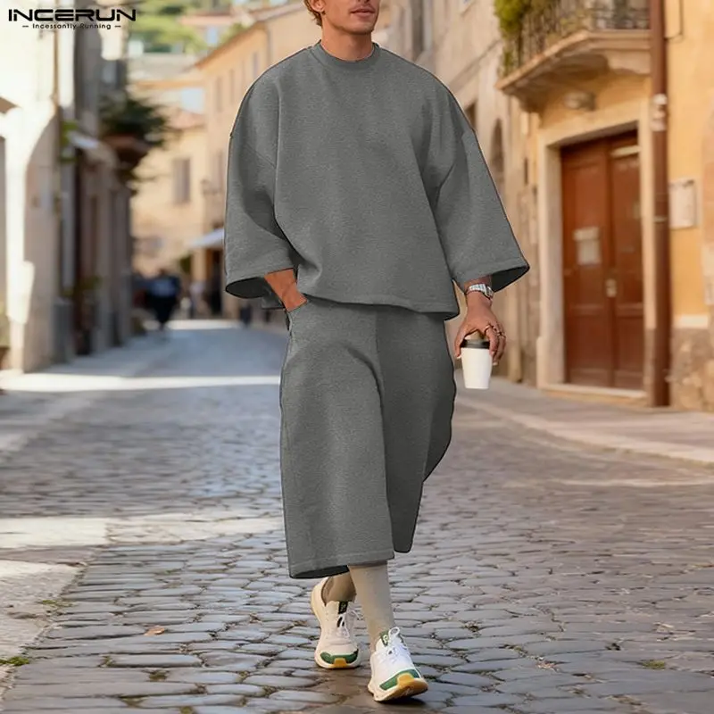 ชุดเซ็ตผู้ชาย INCERUN สีพื้น เ - Men'S Fashion Pants บทวิจารณ์และราคา