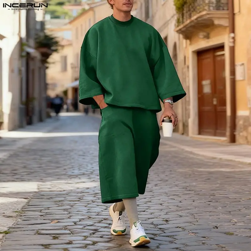ชุดเซ็ตผู้ชาย INCERUN สีพื้น เ - Men'S Fashion Pants บทวิจารณ์และราคา