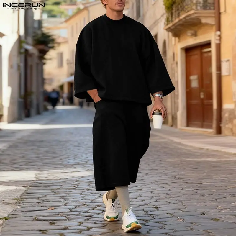 ชุดเซ็ตผู้ชาย INCERUN สีพื้น เ - Men'S Fashion Pants บทวิจารณ์และราคา
