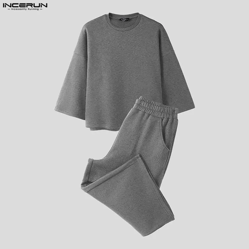 ชุดเซ็ตผู้ชาย INCERUN สีพื้น เ - Men'S Fashion Pants บทวิจารณ์และราคา