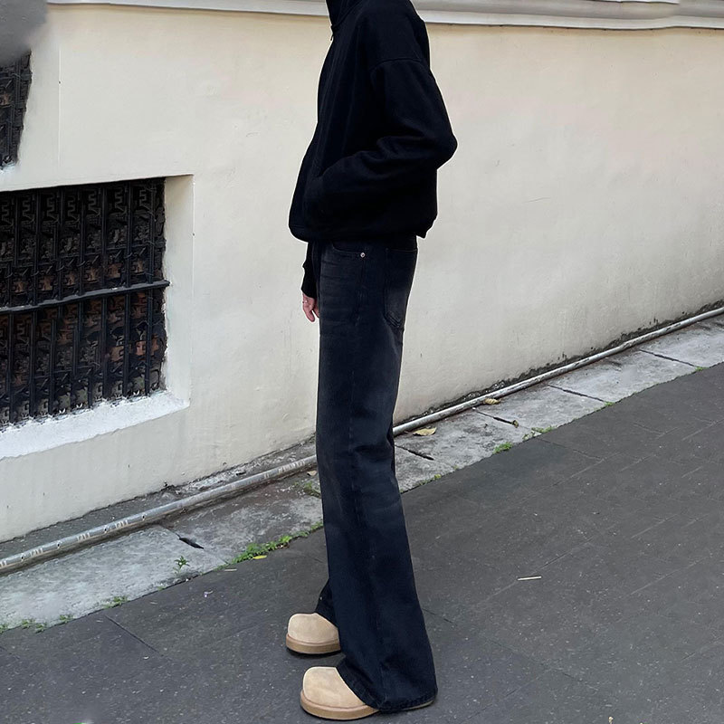 กางเกงยีนส์ทรงตรงสีดำล้วนสำหรั - Men'S Fashion Jeans And Boots บทวิจารณ์และราคา