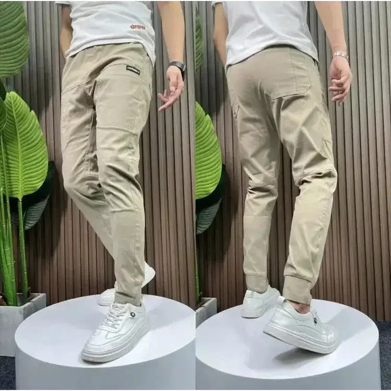 กางเกงคาร์โก้ผู้ชายผ้ายืดสูง ห - Jogger Sweatpants Men บทวิจารณ์และราคา