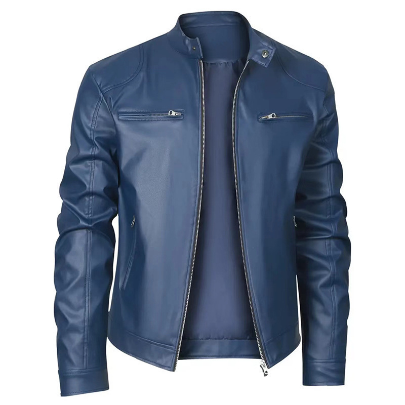 แจ็คเก็ตหนังมอเตอร์ไซค์ทรงสลิม - Men'S Fashion Leather Jacket บทวิจารณ์และราคา