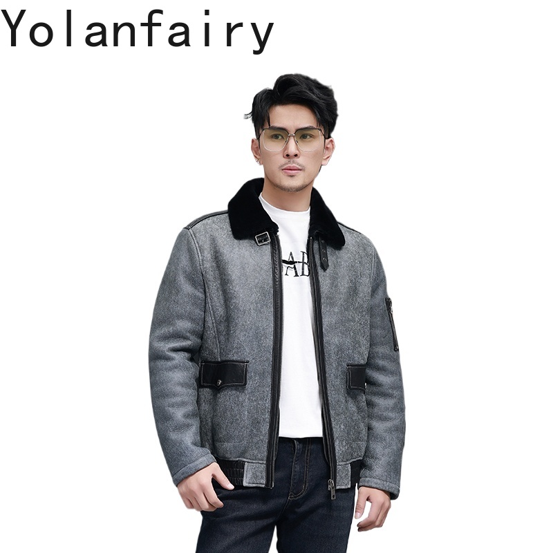 YOLANFAIRY เสื้อขนสัตว์ธรรมชาต - Men'S Fashion Leather Jacket บทวิจารณ์และราคา