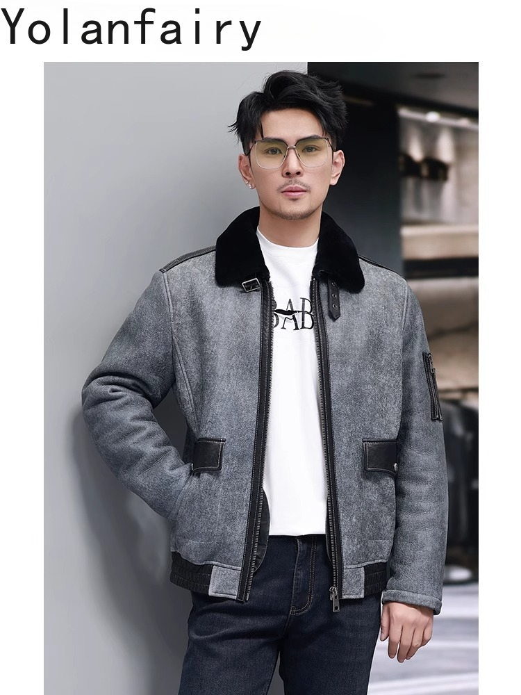 YOLANFAIRY เสื้อขนสัตว์ธรรมชาต - Men'S Fashion Leather Jacket บทวิจารณ์และราคา