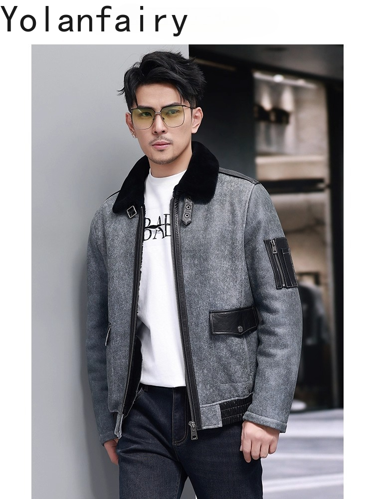 YOLANFAIRY เสื้อขนสัตว์ธรรมชาต - Men'S Fashion Leather Jacket บทวิจารณ์และราคา