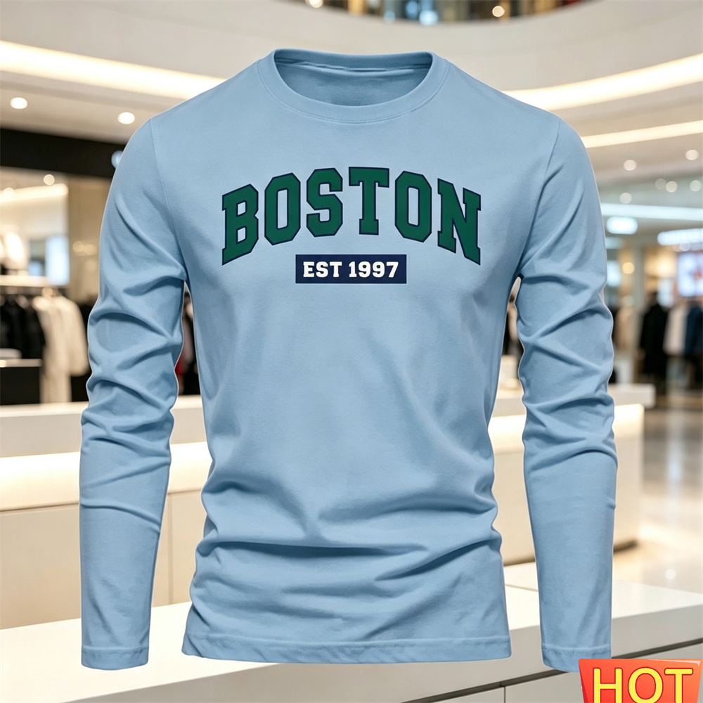 เสื้อยืดแขนยาวผู้ชายลายตัวอักษ - Mens Fashion Style บทวิจารณ์และราคา