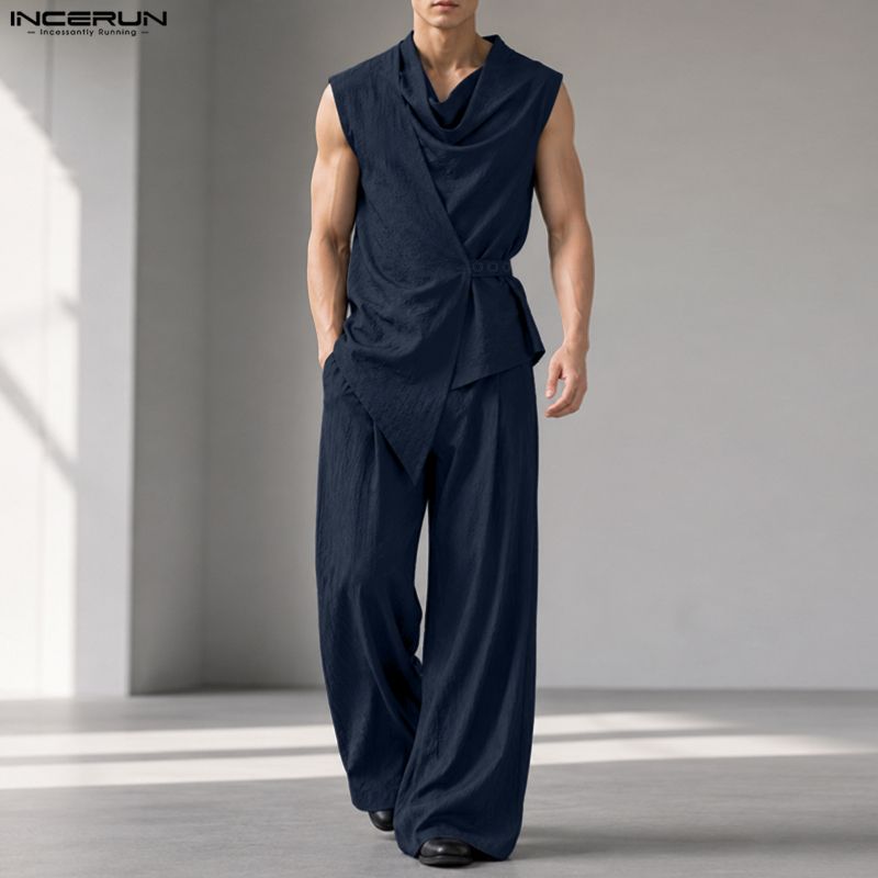 INCERUN ชุดเซ็ตผู้ชาย สีพื้น เ - Track Suit Men บทวิจารณ์และราคา