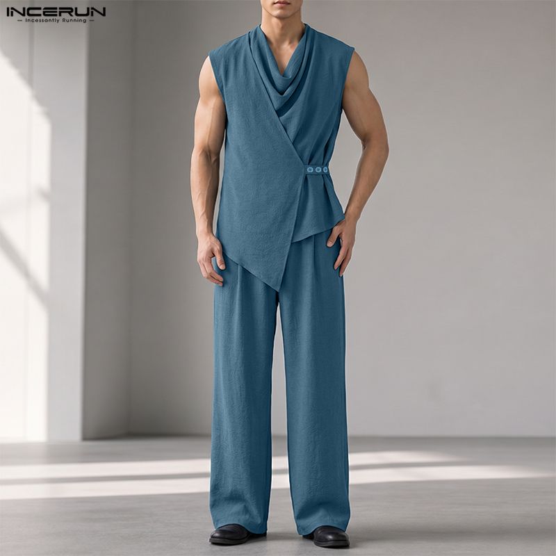 INCERUN ชุดเซ็ตผู้ชาย สีพื้น เ - Track Suit Men บทวิจารณ์และราคา