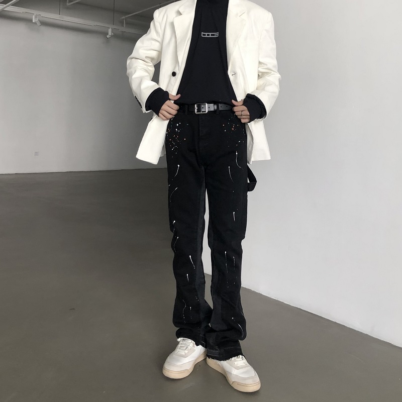 2025 ใหม่ Graffiti Splash Ink  - Men'S Fashion Jeans And Boots บทวิจารณ์และราคา