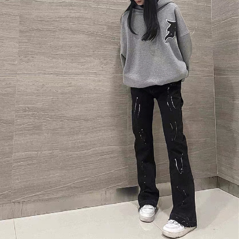 2025 ใหม่ Graffiti Splash Ink  - Men'S Fashion Jeans And Boots บทวิจารณ์และราคา