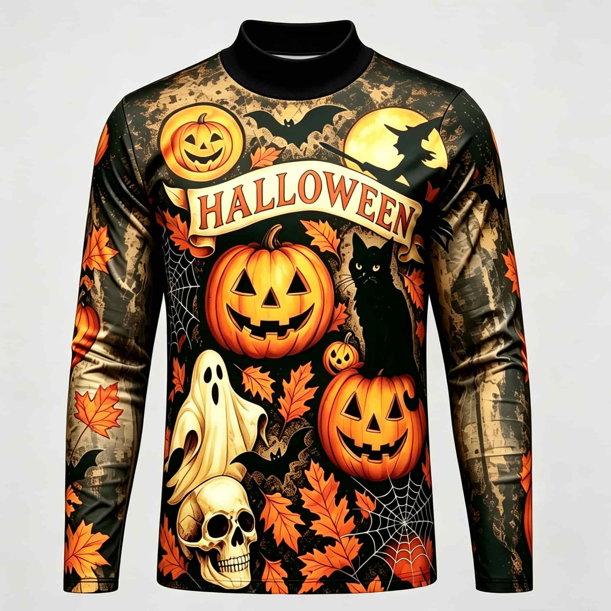 เสื้อยืดแขนยาวลายพิมพ์ฮาโลวีนส - Mens Fashion Style บทวิจารณ์และราคา
