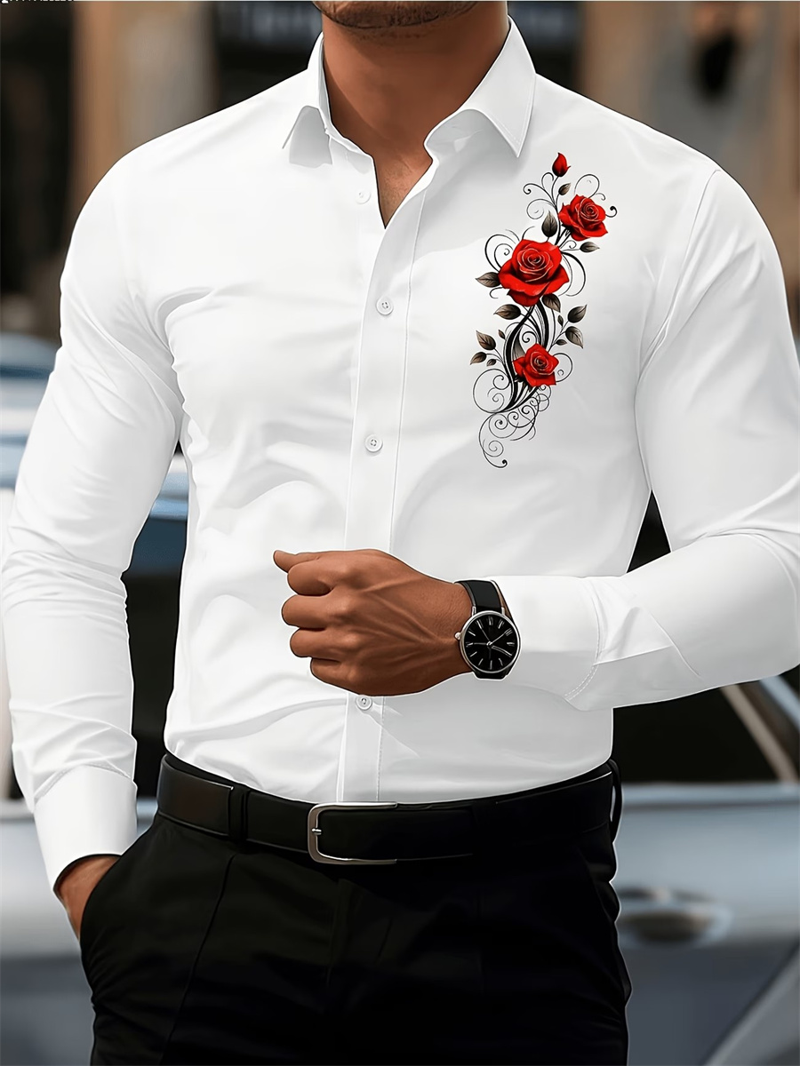 เสื้อเชิ้ตแขนยาวพิมพ์ลายดอกกุห - Mens Fashion Style บทวิจารณ์และราคา