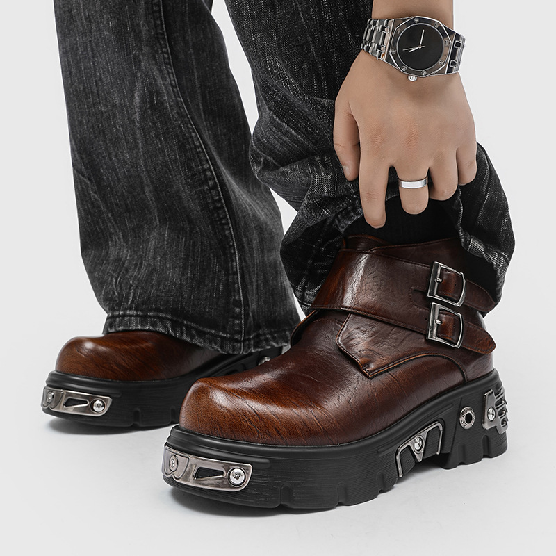 รองเท้าบูทแฟชั่นพังก์กอธทรงสูง - Men'S Fashion For 30 Year Olds บทวิจารณ์และราคา