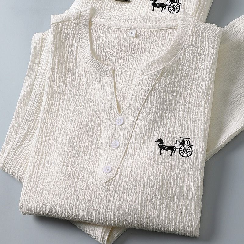 ชุดเสื้อยืดแขนสั้นผ้าลินินแฟชั - Men'S Fashion Plus บทวิจารณ์และราคา
