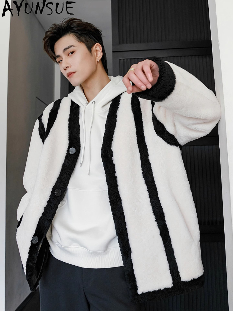 AYUNSUE ใหม่แฟชั่นขนสัตว์จริง  - Men'S Fashion Leather Jacket บทวิจารณ์และราคา