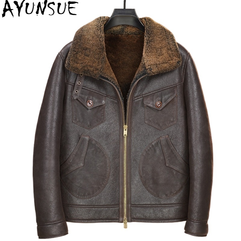 AYUNSUE เสื้อโค้ทขนสัตว์ธรรมชา - Men'S Fashion Leather Jacket บทวิจารณ์และราคา