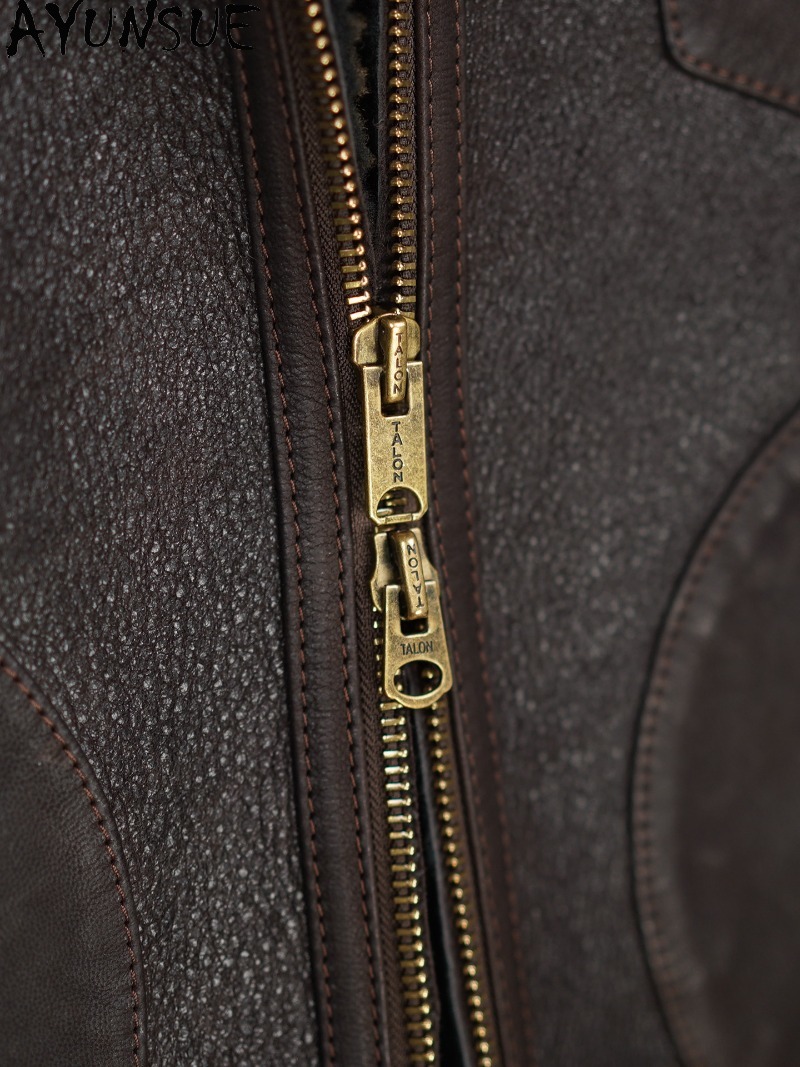 AYUNSUE เสื้อโค้ทขนสัตว์ธรรมชา - Men'S Fashion Leather Jacket บทวิจารณ์และราคา